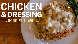 Chicken amp Sausage Dressing on the Pellet Grill [upl. by Center351]