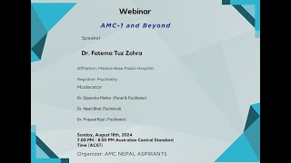 AMC 1 and Beyond with Dr Fatema Tuz Zohra  Nepalese AMC Aspirants [upl. by Tereve]