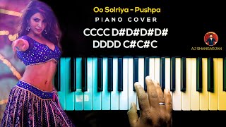 Oo Solriya  Pushpa Song Piano Cover with NOTES  AJ Shangarjan  AJS [upl. by Cyd]