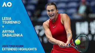 Lesia Tsurenko v Aryna Sabalenka Extended Highlights  Australian Open 2024 Third Round [upl. by Nire]