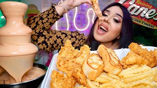 RAISING CANES SAUCE FOUNTAIN 😍 Fried Chicken TendersCrinkle Cut FriesToast Box Combo MUKBANG ASMR [upl. by Anyat]