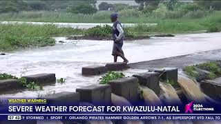 Weather Warning  Severe weather forecast for KwaZulu Natal [upl. by Kcirddahc633]