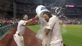 Nick Castellanos Thrilling WalkOff Winner vs Braves  Drenched in Celebration via Phillies [upl. by Itisahc]