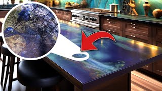 DIY Black amp Blue Kitchen Countertops with Blue Ghost Epoxy [upl. by Allana]