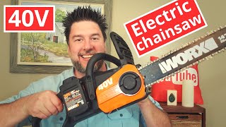 WORX Chainsaw Review WORX 40V electric chainsaw 14 inch saw 233 [upl. by Bertold]