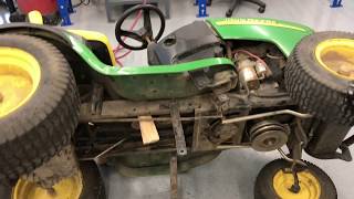 How to replace a transmission drive belt on John Deere L 130 lawn tractor mower [upl. by Lokcin]