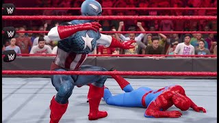 Spiderman Vs Captain America WWE Live 2K24 shorts wwe shortsfeed [upl. by Rosane]