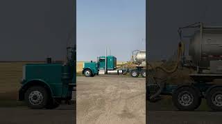 Beautiful Green Peterbilt 389 with 36” flattop coffin peterbilt 389 trucking shorts [upl. by Eessej]