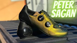 Specialized PETER SAGAN COLLECTION SWorks 7 road shoe DECONSTRUCTIVISM GREEN weights and color [upl. by Graff]