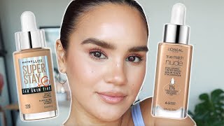 Maybelline amp Loreal Skin Tints Comparison Review amp Application [upl. by Enomal355]