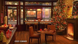 Cozy Christmas Coffee Shop Ambience with Christmas Music Fireplace and Coffee Shop Background Noise [upl. by Boak]