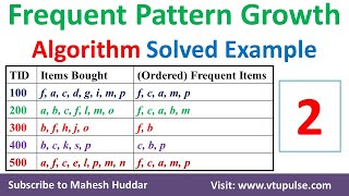 FP Growth Algorithm in Data Mining Frequent Pattern Tree Frequent Pattern Rules by Dr Mahesh Huddar [upl. by Zemaj]