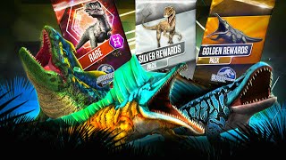 RARE  SILVER REWARDS  GOLDEN REWARDS PACK  JURASSIC WORLD THE GAME [upl. by Inglis]