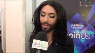 Interview Conchita Wurst in Copenhagen Eurovision 2014 Austria [upl. by Namdor]