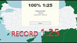 Türkiye Şehirleri Speedrun Rekoru  Turkey Provinces \u00100  125 Speedrun World Record Seterra Geo [upl. by Hurless]