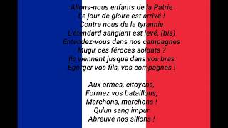 LA MARSEILLAISE  HYMNE DE LA FRANCE  PAROLES [upl. by Rhynd]