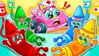 Oh No Color Crayons Got Sick  Doctor Check Up Song  Nursery Rhymes amp Kids Songs  Kiddy Car Songs [upl. by Lainahtan]