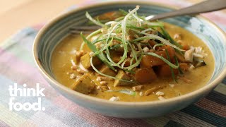 Yellow Thai Curry  With Tofu amp Sweet Potatoes  ASMR Cooking [upl. by Mayhs54]