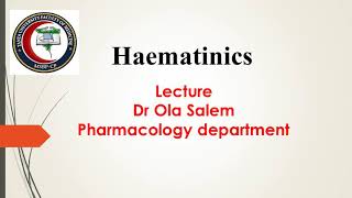 Lecture 2 hematinics pharmacology [upl. by Rann]