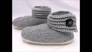 Womens Buttoned Up Slipper Crochet Pattern Presentation [upl. by Asenav]