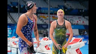 Australian Titmus beats American Ledecky in epic 400meter freestyle race [upl. by Noyek983]