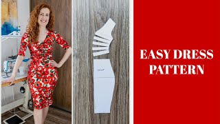 EASY dress pattern tutorial Vneck bodycon [upl. by Gabbert]