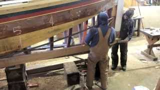 Steaming the Garboard Plank of the Potomac River Dory Boat at the Chesapeake Bay Maritime Museum [upl. by Ara]