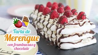 Tarta de merengue con frambuesas y chocolate  Desafío con SuperPilopi [upl. by Jourdan945]