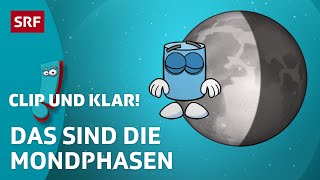 Vollmond bis Neumond Warum gibt es Mondphasen  SRF Kids – Clip und klar  Für Kinder erklärt [upl. by Navak]