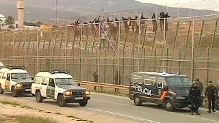 Spain 200 migrants cross into Melilla from Morocco [upl. by Gronseth897]