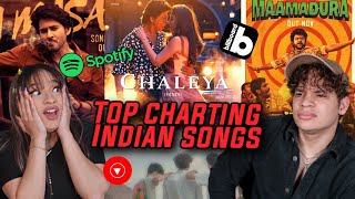 Reacting to the TOP 10 Most Popular Songs in India right now [upl. by Ztnahc]