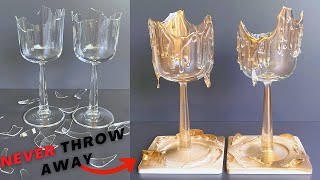 New Use for your Broken Wine Glasses  DIY [upl. by Nerrot]