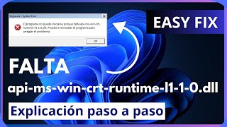 SOLUCION El programa no puede iniciarse porque falta apimswincrtruntimel110dll en el equipo [upl. by Yahiya96]