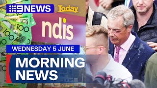 Bombshell revelation on misuse of NDIS funds Nigel Farage hit with milkshake  9 News Australia [upl. by Luisa]