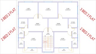 HOUSE PLAN DESIGN  EP 244  1600 SQUARE FT TWOUNIT FLAT HOUSE PLAN  LAYOUT PLAN [upl. by Benito120]