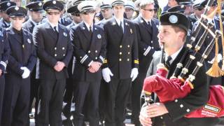 The bagpipe Player Leads the Funeral Pocession Out of the Church [upl. by Vedette]