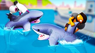 Dangerous Shark Riding went WRONG Gang Beasts [upl. by Giselle]