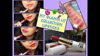 New Launched My Glamm LIT Collection Lipsticks Review and Swatches All LITaf [upl. by Littell]