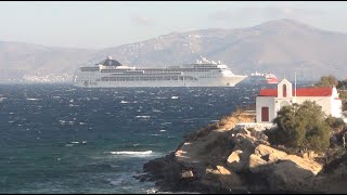 MSC Lirica arriving in Mykonos [upl. by Yllim]