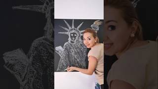 Chalkboard Drawing Statue of Liberty chalkart relaxing artist statue drawing [upl. by Phyllida]