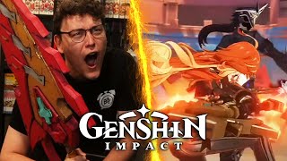 GENSHIN IMPACT Mavuika VS Capitano Full Fight REACTION [upl. by Inaluahek]