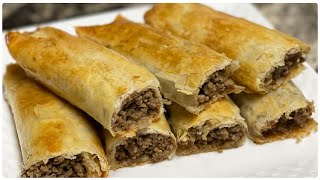 Turkish Borek Recipe With Phyllo Sheets  Beef Pastry [upl. by Eixela118]