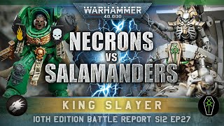 Necrons vs Salamanders Space Marines Battle Report Warhammer 40K 10th Edition 2000pts [upl. by Aracat]