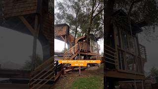 TREEHOUSE UPDATE we framed out the floor of the upper room and connected with a tiny staircase [upl. by Atsillak]