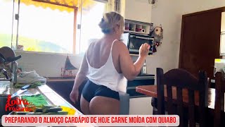 Preparando o almoço 🥗 cardápio de hoje carne moída com quiabo😃 [upl. by Ayekahs533]