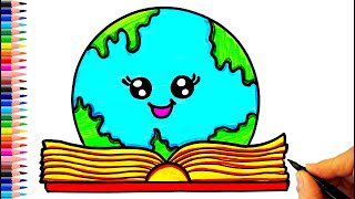 Dünya Kitap Günü Resmi Çizimi 📖🌎Kütüphaneler Haftası ile ilgili Resim Çizimi World Book Day Drawing [upl. by Kimberly]