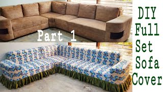 DIY Full Set Sofa Cover Making at Home Part 1 [upl. by Setsero72]