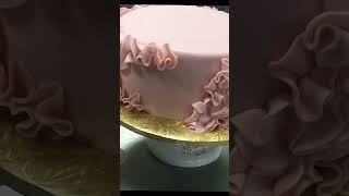 Making an Easy Ruffle Cake cake shorts cakedecorating [upl. by Dolorita413]