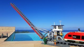 Working Lego train drawbridge MOC over the pool [upl. by Budwig327]