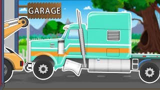 Flatbed Truck in Car Garage For Repair  Cartoon Video For Kids  Fun Videos For kids [upl. by Denys]